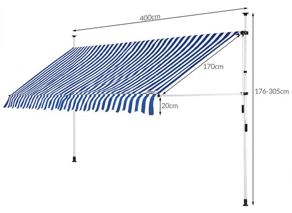 Deuba Markýza 400 cm - modrá/bílá