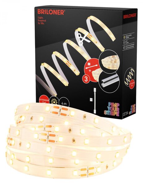 BRI 2156224 Pimp Your Stripe prodlužovací sada LED Strip 4m, teplá bílá, zkratitelná, On/Off - BRILONER