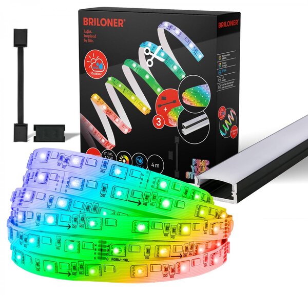 BRI 2167384 Pimp Your Stripe prodlužovací sada LED Strip 4m, IP44 venkovní, WiFi, RGB+W - BRILONER