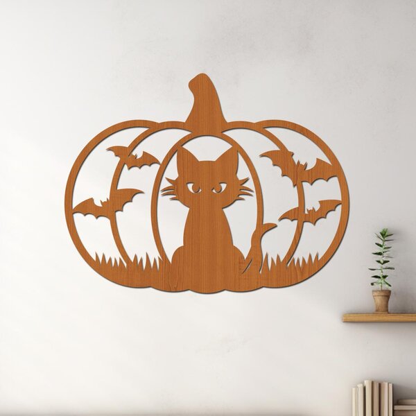 Halloweenská dekorace na zeď - KOČKA | Rozměry (cm): 16x20 | Zvolte barvu dekoru: Černá