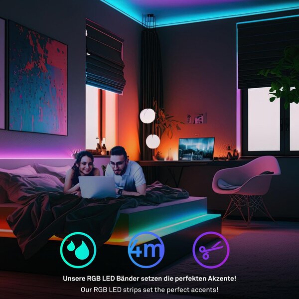 BRI 2167384 Pimp Your Stripe prodlužovací sada LED Strip 4m, IP44 venkovní, WiFi, RGB+W - BRILONER