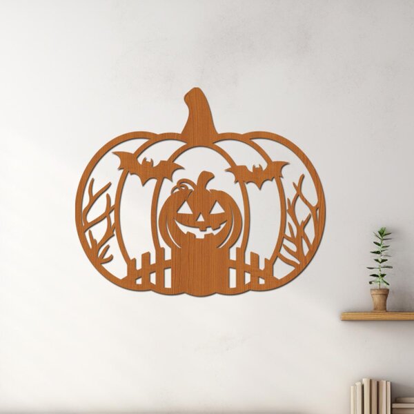 Halloween dekorace na zeď - dýně | Rozměry (cm): 16x20 | Zvolte barvu dekoru: Třešeň