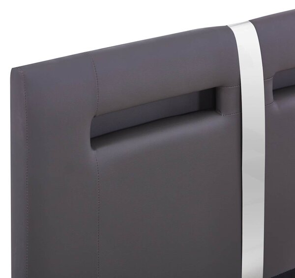 Rám postele s LED šedý umělá kůže 90 x 200 cm 280856
