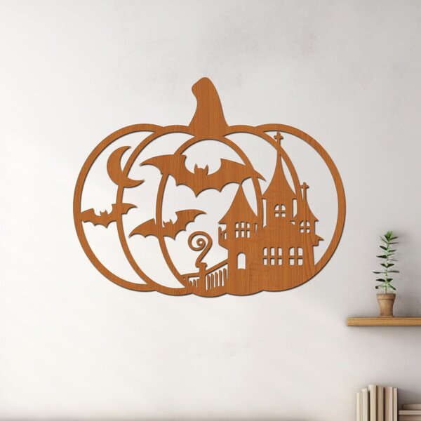 Halloweenská dekorace na zeď - ZÁMEK | Rozměry (cm): 16x20 | Zvolte barvu dekoru: Černá