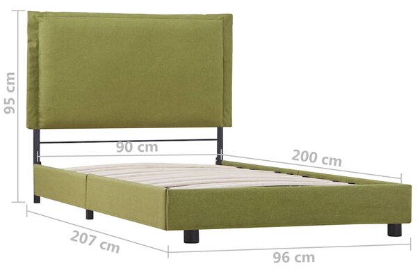 Rám postele zelený textil 90 x 200 cm 280996