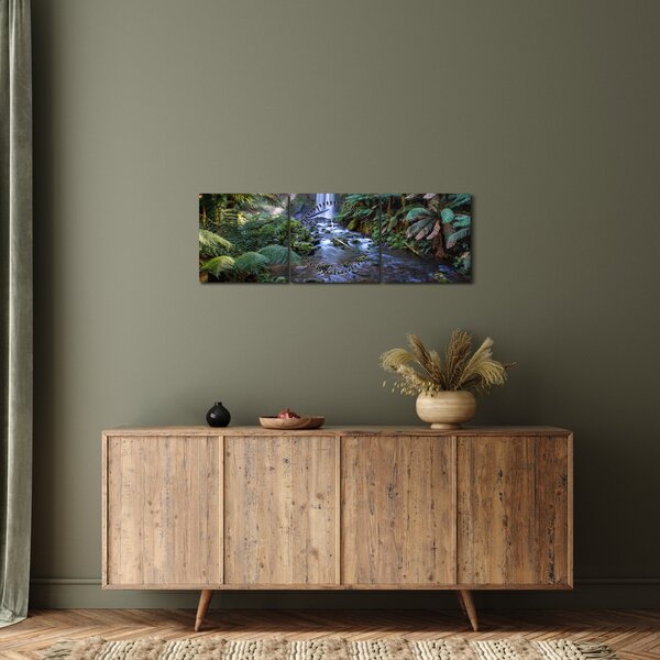 Obraz austraského deštného lesa (s hodinami) (90x30 cm)