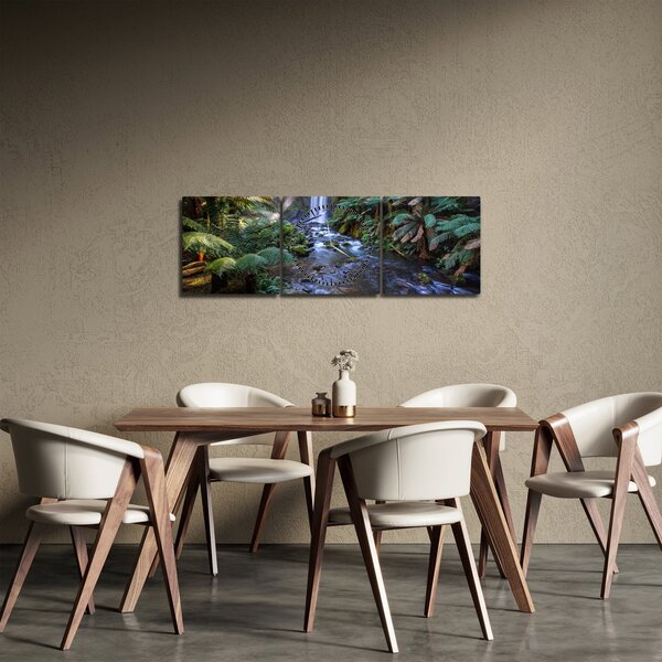 Obraz austraského deštného lesa (s hodinami) (90x30 cm)