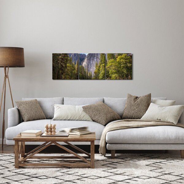Obraz - Pod Yosemite skálou (s hodinami) (90x30 cm)