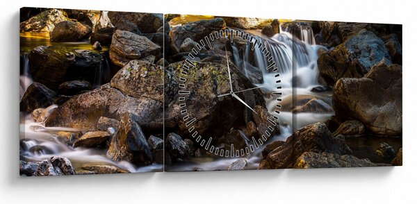 Obraz kamenitého potoku (s hodinami) (90x30 cm)