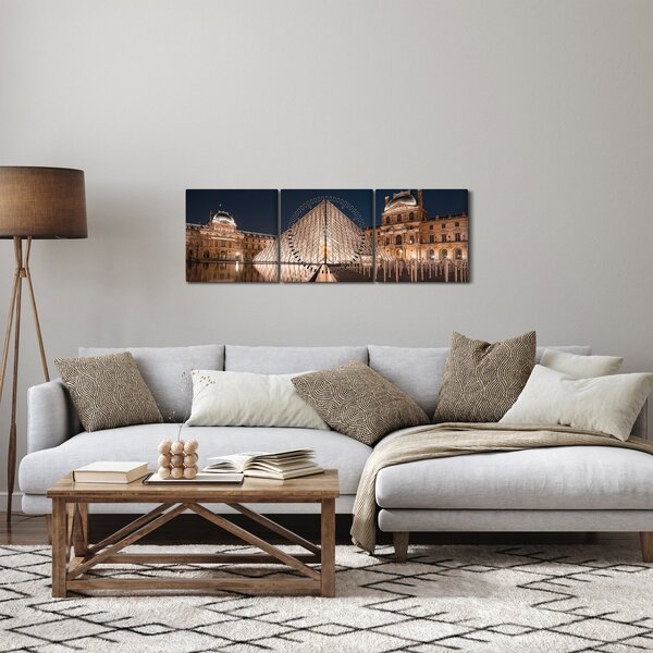 Obraz - Louvre v noci (s hodinami) (90x30 cm)
