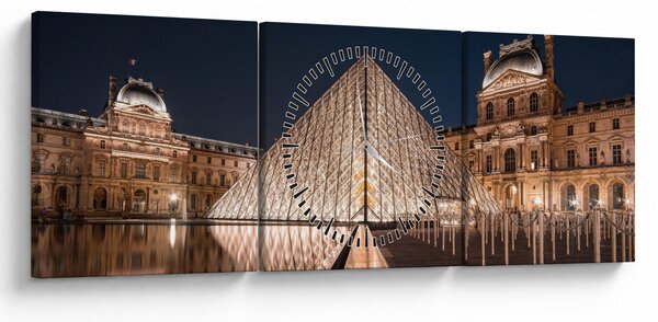Obraz - Louvre v noci (s hodinami) (90x30 cm)