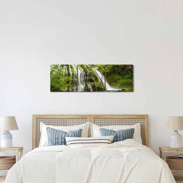 Obraz - Vodopád, Wind River Valley (s hodinami) (90x30 cm)