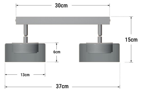 Černé přisazené bodové svítidlo GX53, nastavitelné, 2 žárovky