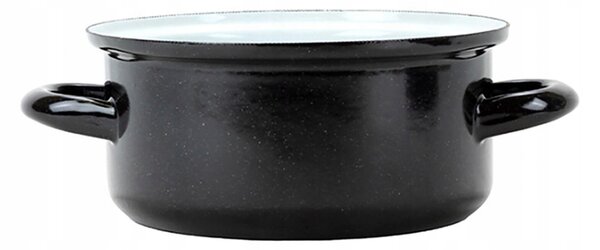 HRNEC smaltovaný 5,75L 26cm BELIS Indukce plyn NÍZKÝ pevný ČERNOBÍLÝ