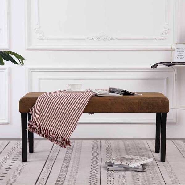 Lavice 106 cm hnědá umělá semišová kůže 281311