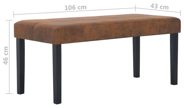 Lavice 106 cm hnědá umělá semišová kůže 281311