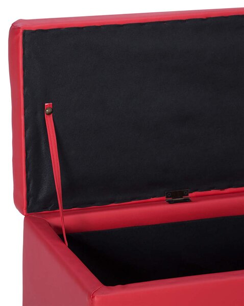 Lavice s úložným prostorem 116 cm červená umělá kůže 281314