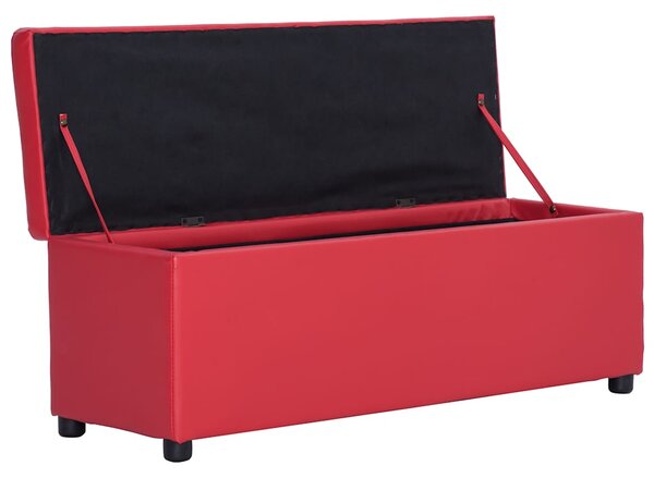 Lavice s úložným prostorem 116 cm červená umělá kůže 281314