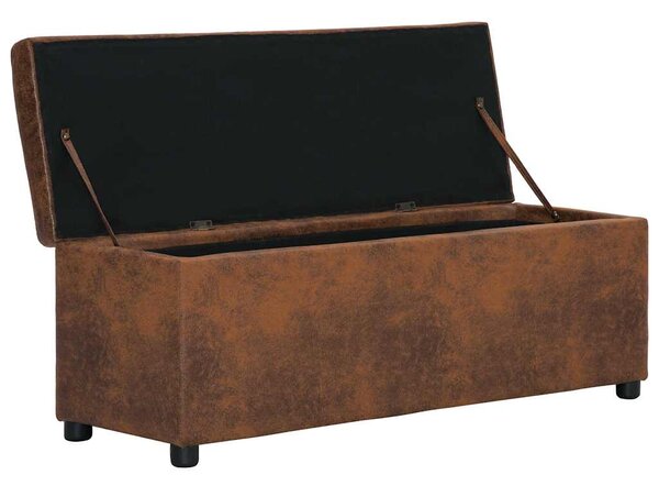 Lavice s úložným prostorem 116 cm hnědá umělá broušená kůže 281315