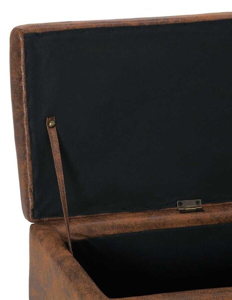 Lavice s úložným prostorem 116 cm hnědá umělá broušená kůže 281315
