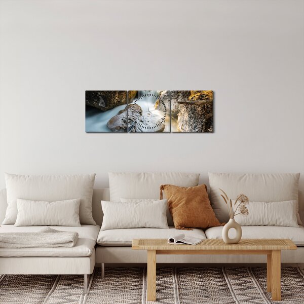 Obraz - Lesní potok (s hodinami) (90x30 cm)