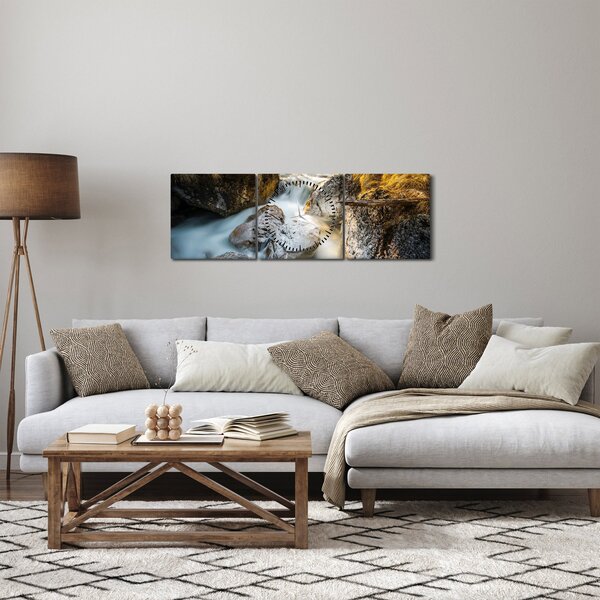 Obraz - Lesní potok (s hodinami) (90x30 cm)