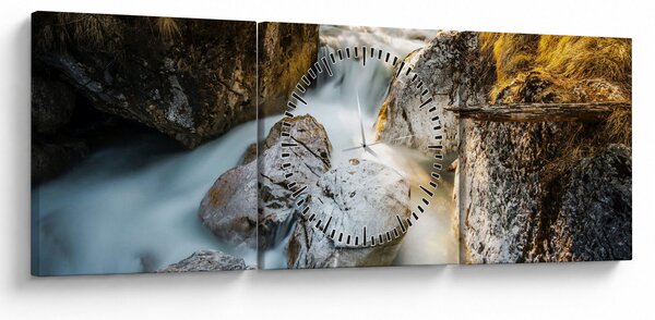 Obraz - Lesní potok (s hodinami) (90x30 cm)