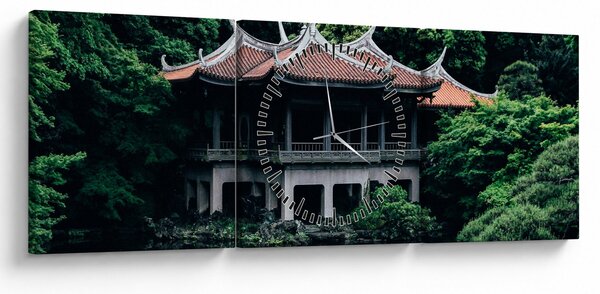 Obraz z japonské národní zahrady (s hodinami) (90x30 cm)