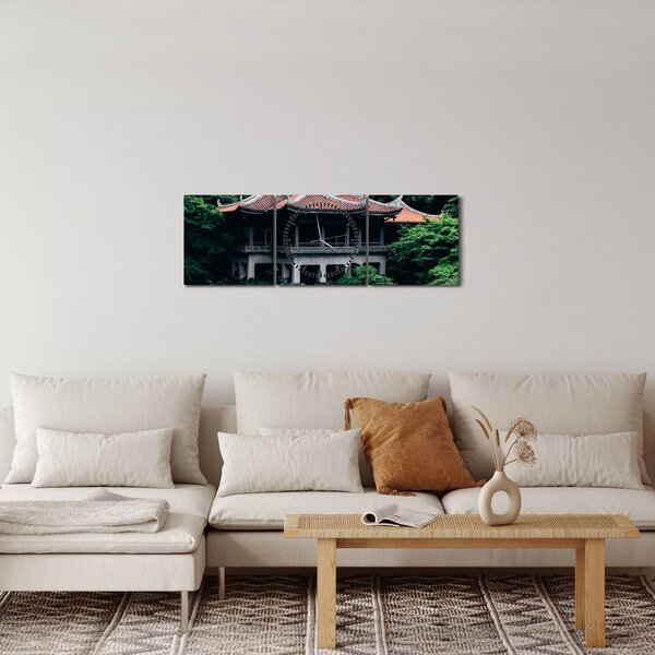 Obraz z japonské národní zahrady (s hodinami) (90x30 cm)