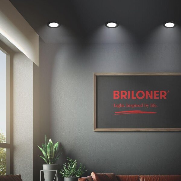 BRI 7993035 Jeft vestavná svítidla 120mm 3ks sada - 230V, 6W, 660lm, LED, neutrální bílá, černá - BRILONER