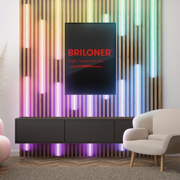 BRI 8022252 Startovací sada RGB LED pásek pro nástěnné panely – 260cm, dálkový ovladač, vč. rozbočovače - BRILONER