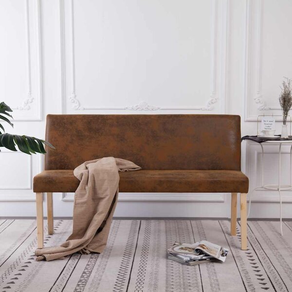 Lavice 139,5 cm hnědá umělá semišová kůže 281333