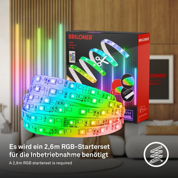 BRI 8023252 Prodlužovací sada RGBW pro nástěnný panel – 260cm RGB LED pásek - BRILONER