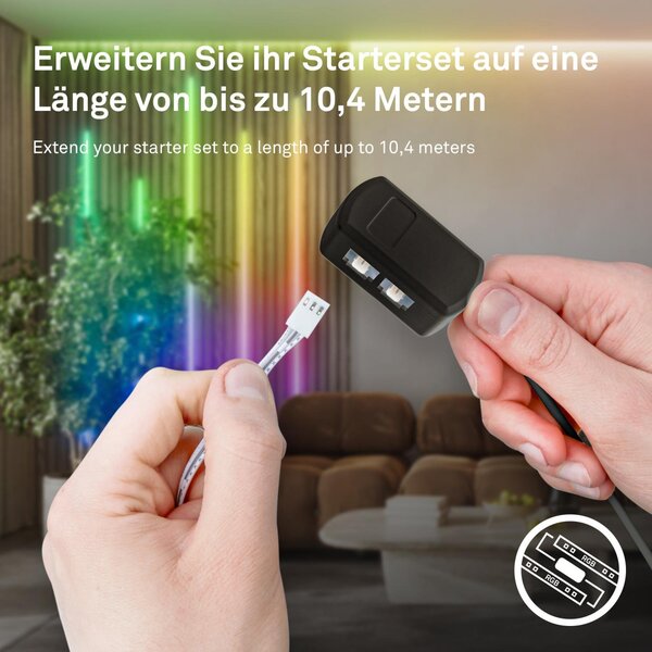 BRI 8022252 Startovací sada RGB LED pásek pro nástěnné panely – 260cm, dálkový ovladač, vč. rozbočovače - BRILONER