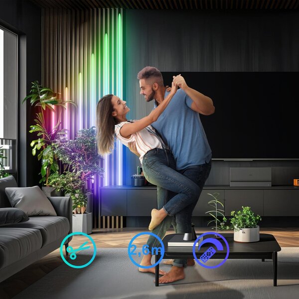 BRI 8022252 Startovací sada RGB LED pásek pro nástěnné panely – 260cm, dálkový ovladač, vč. rozbočovače - BRILONER