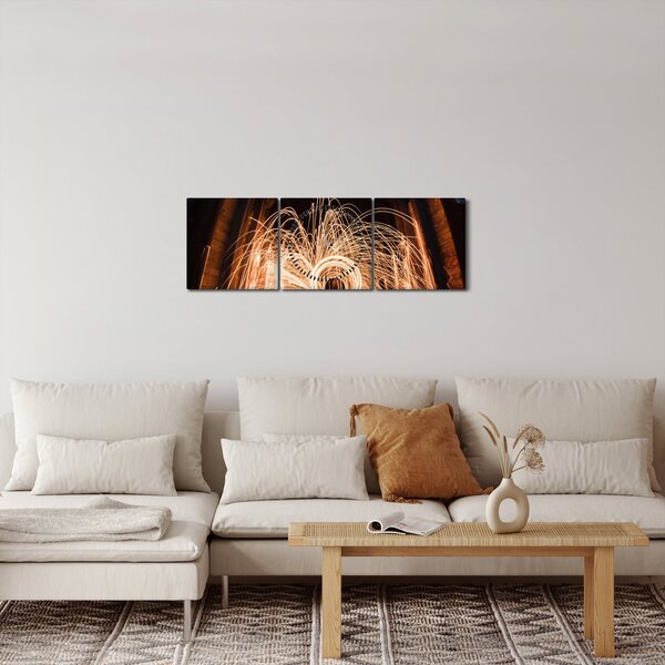 Obraz - Světelná show na kolejích (s hodinami) (90x30 cm)