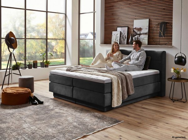 POSTEL BOXSPRING, 180/200 cm, antracitová Carryhome - Postele s úložným prostorem, Online Only