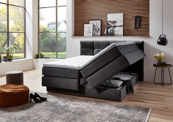 POSTEL BOXSPRING, 180/200 cm, antracitová Carryhome - Postele s úložným prostorem, Online Only