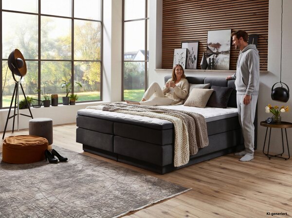 POSTEL BOXSPRING, 180/200 cm, antracitová Carryhome - Postele s úložným prostorem, Online Only