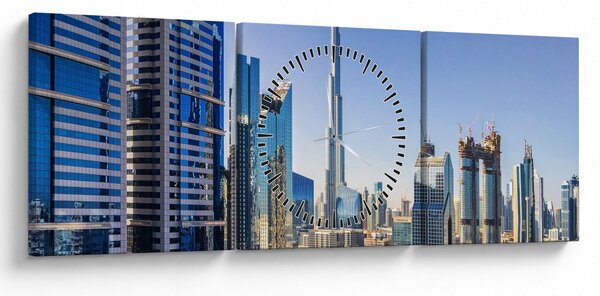Obraz - Dubajské ráno (s hodinami) (90x30 cm)