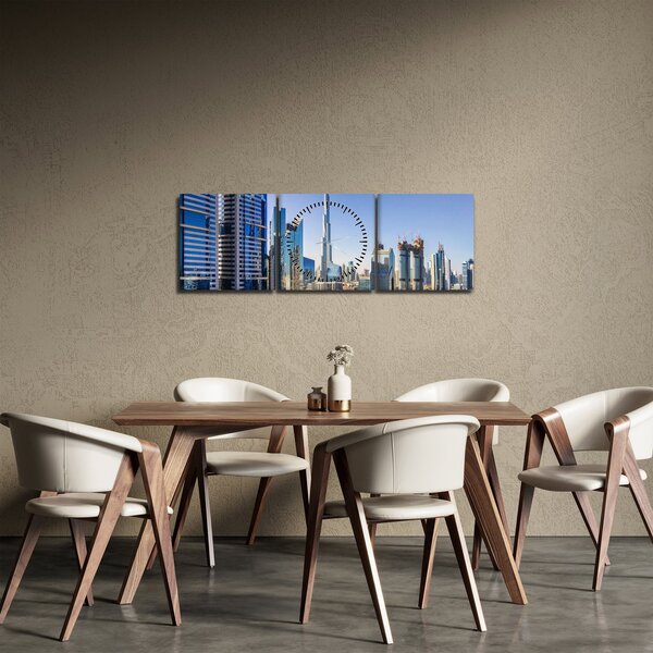 Obraz - Dubajské ráno (s hodinami) (90x30 cm)