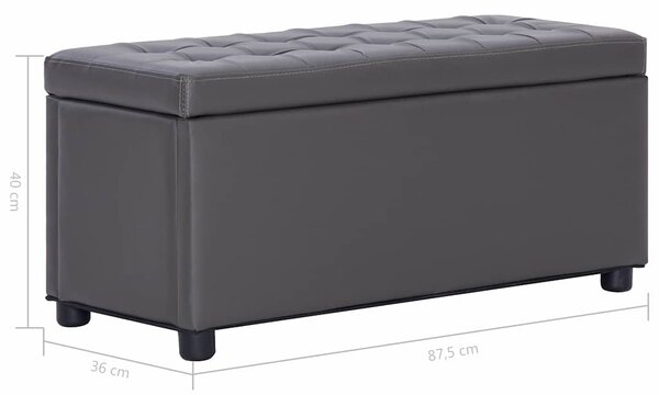 Taburet s úložným prostorem 87,5 cm šedý umělá kůže 281373