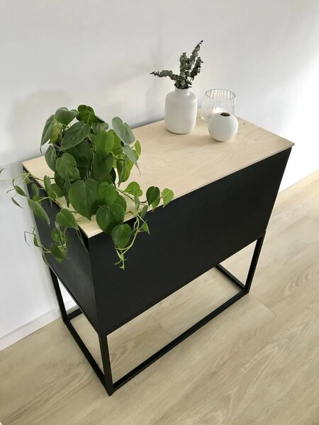 Květináč na stojanu MAXI UP, sklolaminát, šířka 80 cm, antracit/černá