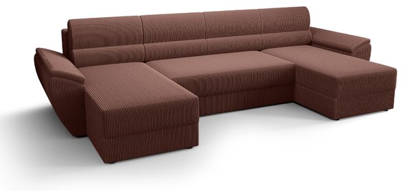 Rozkládací sedací souprava do U TAVERO 321x140 cm, tmavě růžová