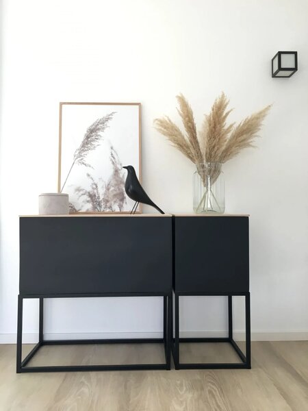 Květináč na stojanu MAXI UP, sklolaminát, šířka 80 cm, antracit/černá