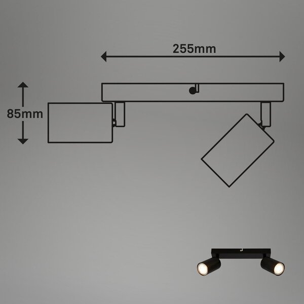 BRILO 2172025 Tib stropní bodové svítidlo, nastavitelné, On/Off nástěnným vypínačem, 2-ramenné, černé - BRILO