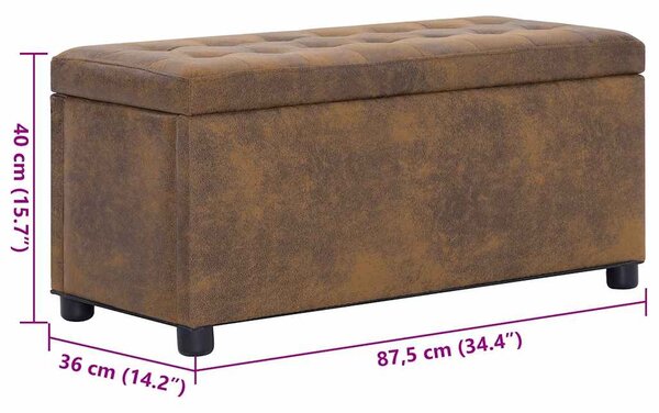 Taburet s úložným prostorem 87,5 cm hnědý umělá broušená kůže 281375