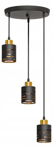Černé závěsné svítidlo E27, 3 žárovky, výška 105 cm