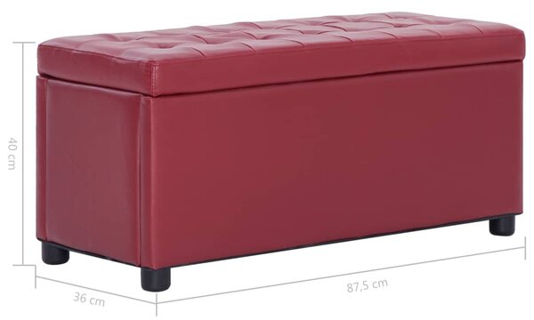 Taburet s úložným prostorem 87,5 cm vínový umělá kůže 281374
