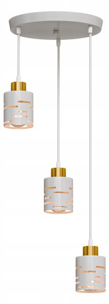 Bílé závěsné svítidlo E27, 3 žárovky, výška 105 cm